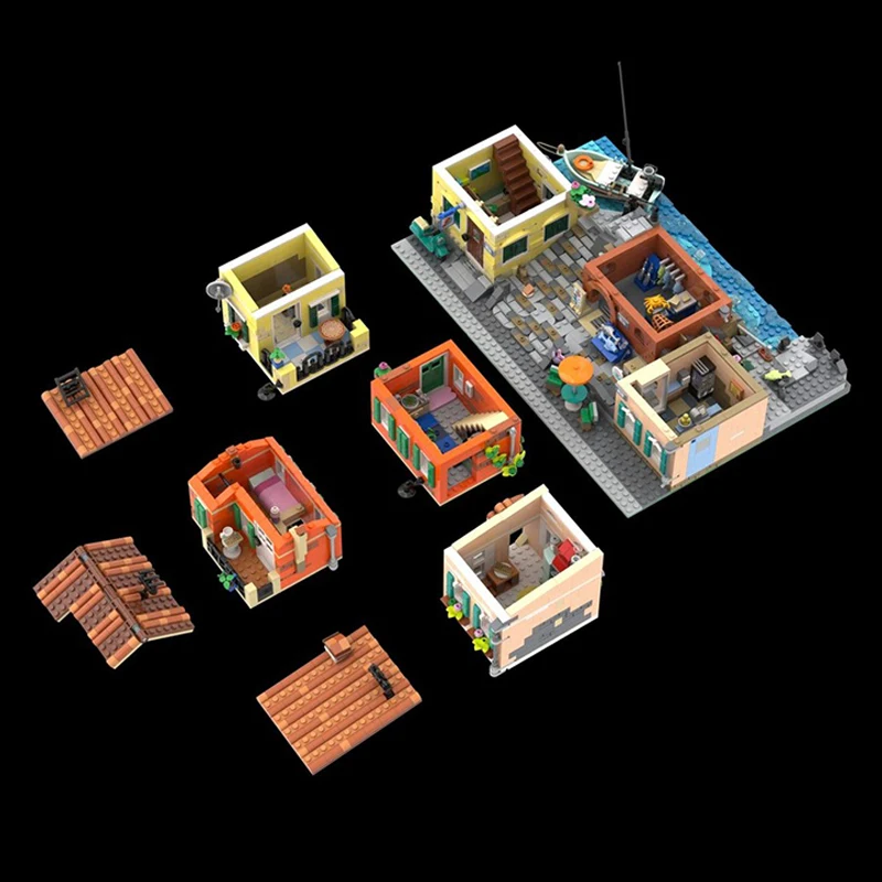 Modelo City Street View, ladrillos de construcción MOC, tiendas cuadradas italianas, tecnología Modular, regalos de vacaciones para niños, juguetes para montar, traje