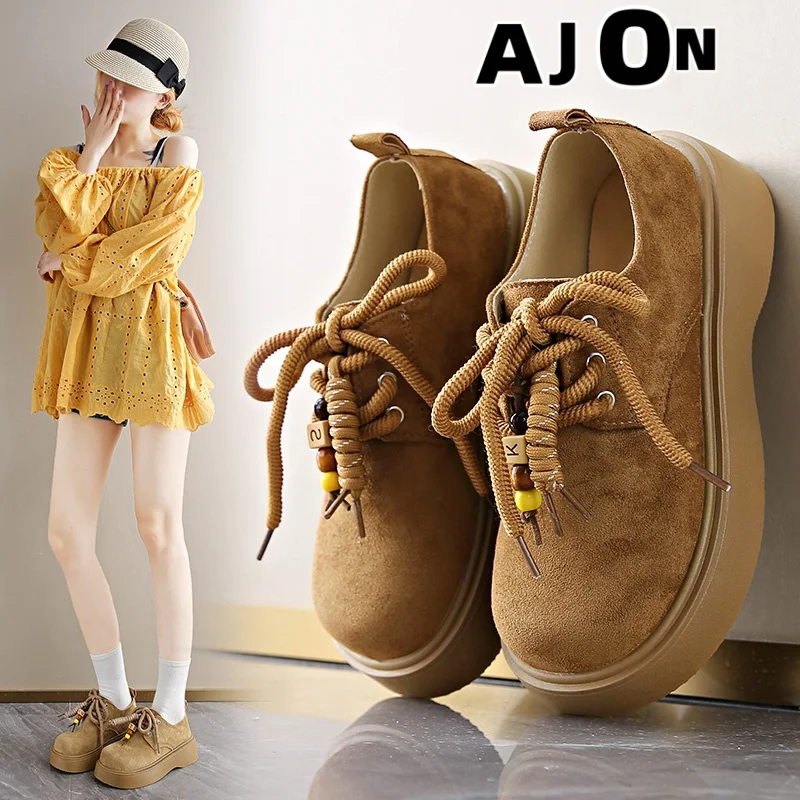 

Женские повседневные кроссовки на шнуровке в стиле ретро Joker, осень-зима 2021, модная брендовая новая замшевая женская обувь на платформе