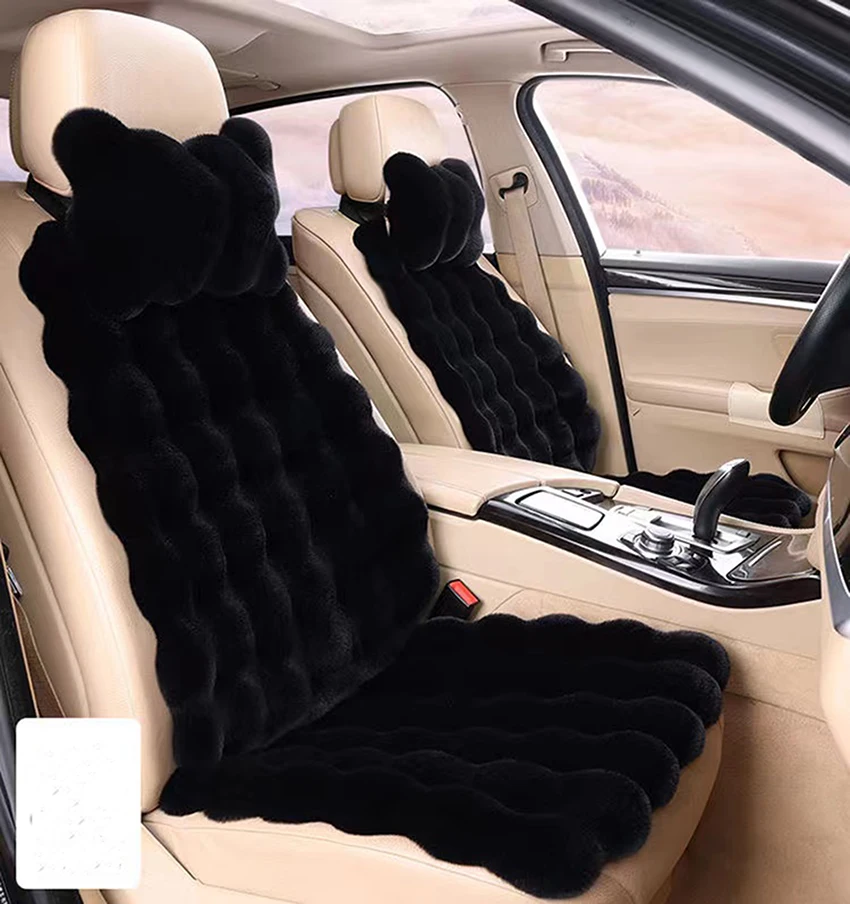 Thickened Bubble Fleece Car Seat Cushion Winter Plush Car Seat Cover Artificial Rabbit Fur Seat Covers For Car Seats Anti-Slip