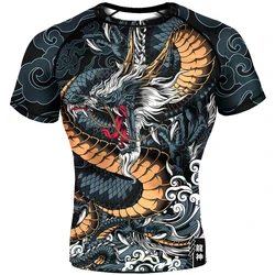 Mma Clothing Boxing Compression Shirt Men Sportswear 3D Dragon Print Muay Thai Quick Dry Sports Fitness Training T-Shirts Tops