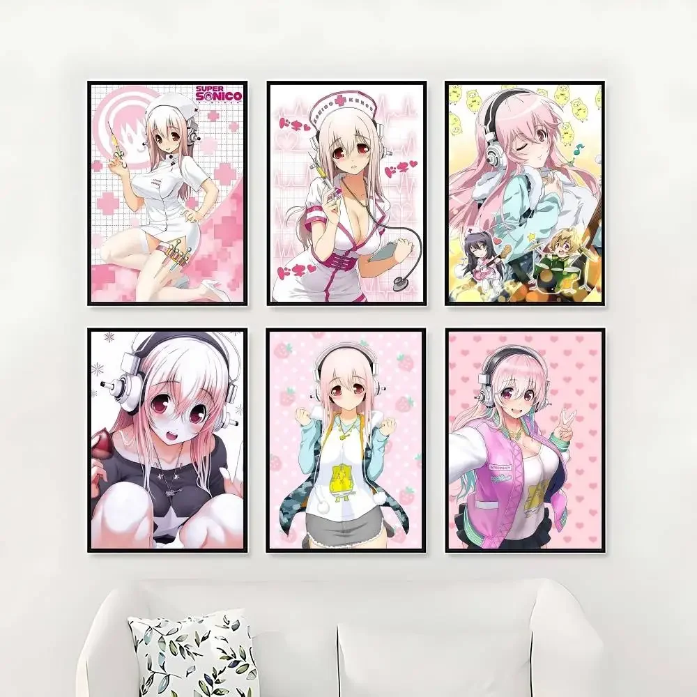 S-Super S-Sonico ملصق صورة حائط لوح رسم ديكور فني للمنزل طباعة لغرفة المعيشة ديكور