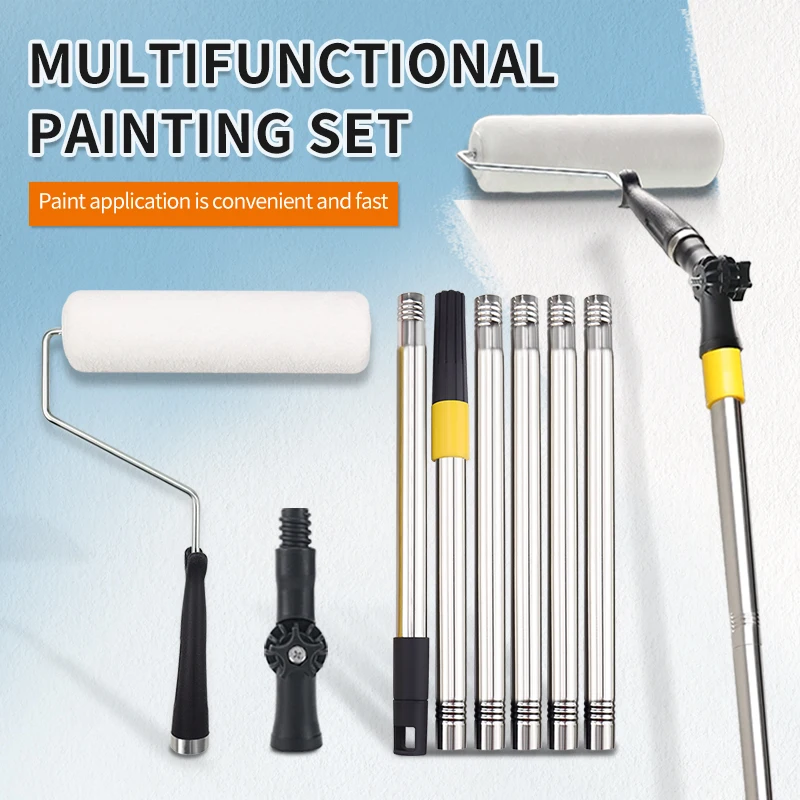 Professional Paint Roller Set with Extendable Pole 1.1/1.4/1.7m Optional for Home Decoration