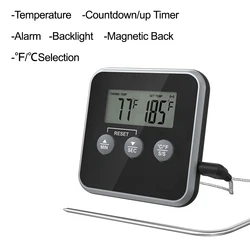 Cucina Digital Cooking Termometro Carne Temperatura Alimentare Per Forno BBQ Grill Funzione Timer con Sonda Heat Meter per Cottura