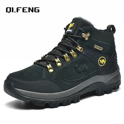 Popular Men Winter Boots Genuine Leather Sneakers For Man Fur Plush Snow Shoes Warm Outdoor Ankle Boots Classic Hiking Footwear