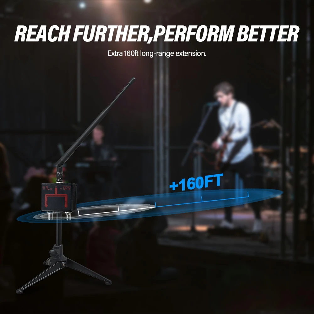 UHF Wireless Antenna Distribution System 470-960 MHz Range Wireless Microphone Signal Amplifier for Outdoor Stage Performances