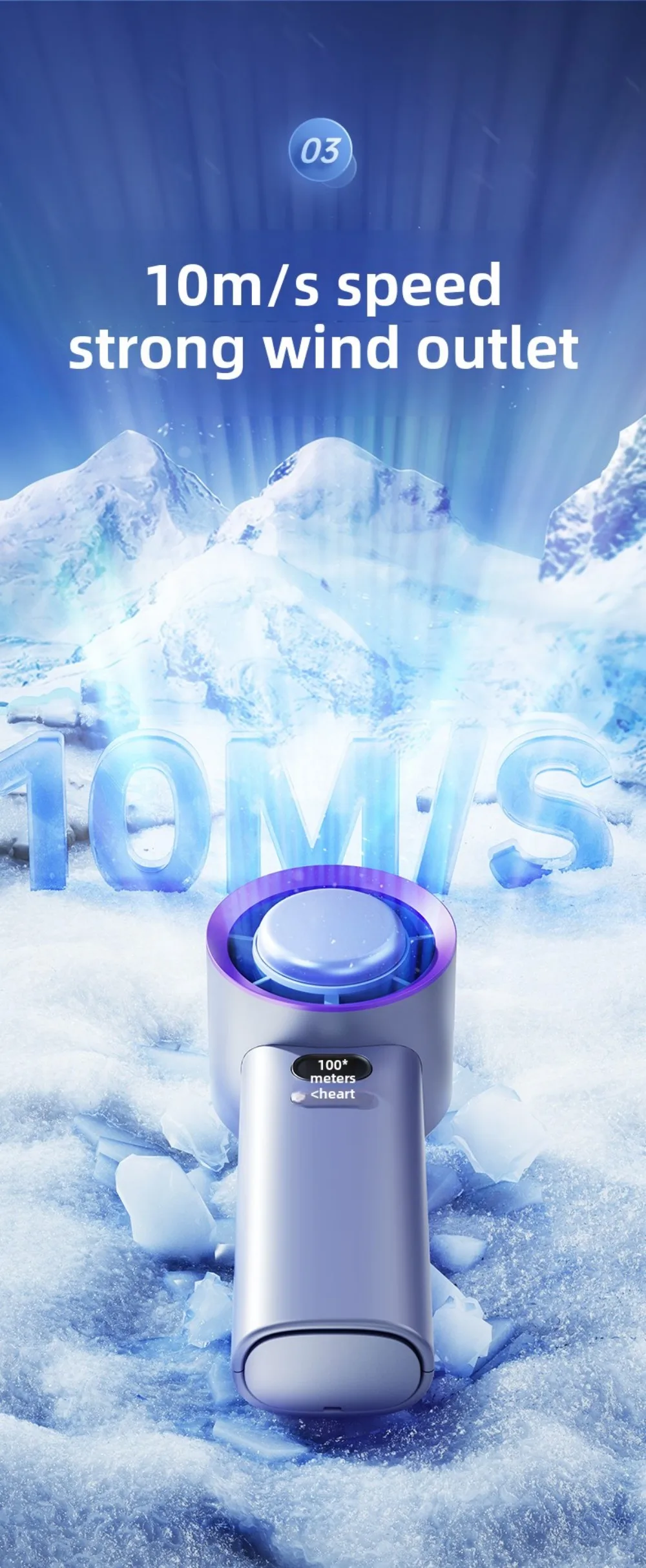 Handgehaltener Luftkühlungs-Mini-Turbo-Jet-Ventilator 4000mAh 100 einstellbare Geschwindigkeiten Tragbarer Eiskompressions-Ventilator für schnelle Kühlung im Freien – Detail 14