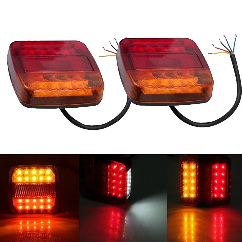 2x 12V 26LED Trailer Truck Caravan Rear Tail Light Turn Signal Brake Stop Lamp 6LED Number Plate Light Boat Pickup Indicator