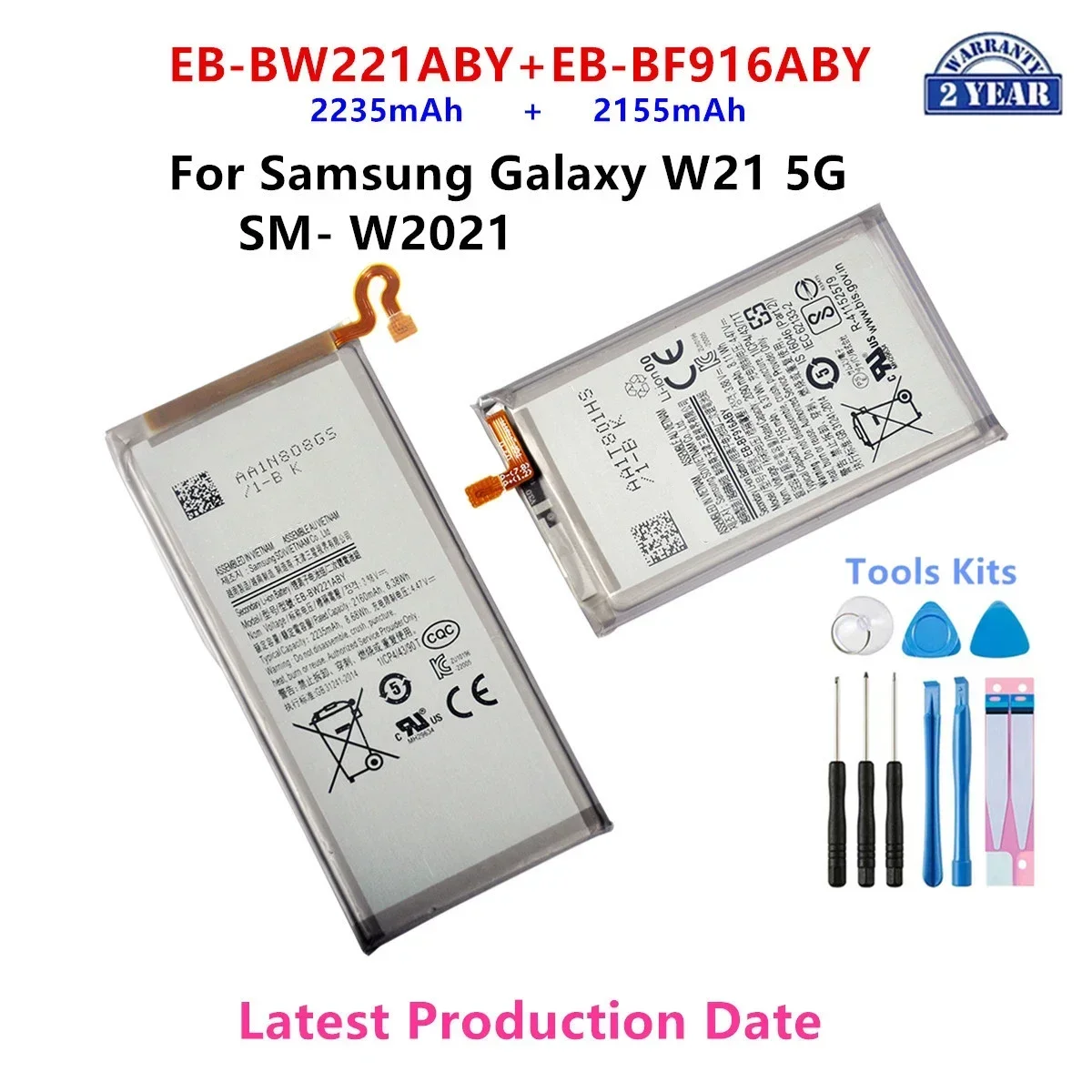 Brand New EB-BW221ABY +EB-BF916ABY( 2235mAh+ 2155mAh) Battery For Samsung Galaxy W21 5G SM- W2021  +Tools