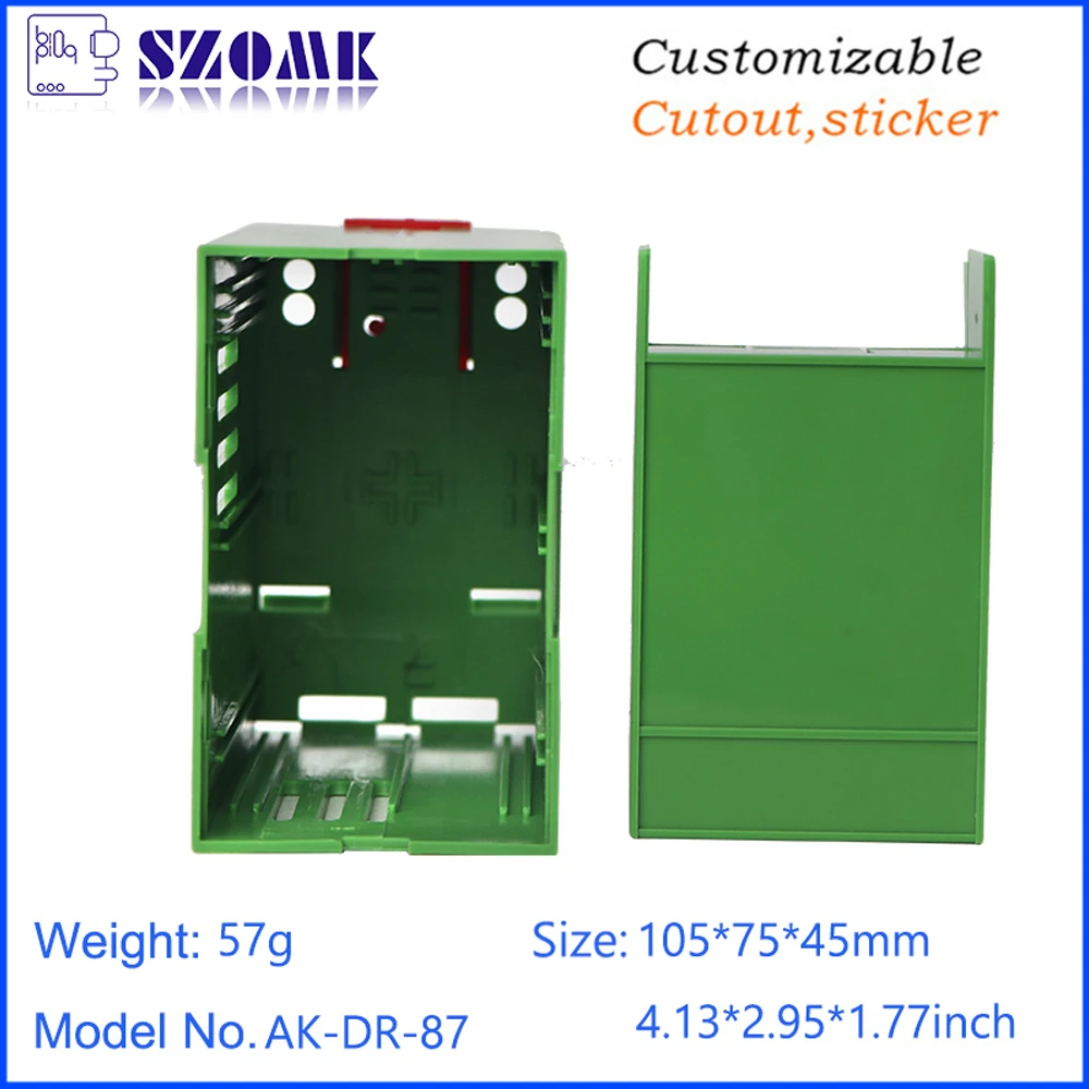 ABS Plastic Din Rail Enclosures flame retardant material UL-94-V0 105*75*45 mm Industrial Control Electronic Box with Clips