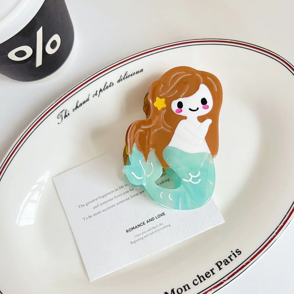 

Cute Geometry Cartoon Mermaid Hair Claw Lovely Novetly Creative Hair Claw Ponytail Clip Acetic Acid Shark Clip Female