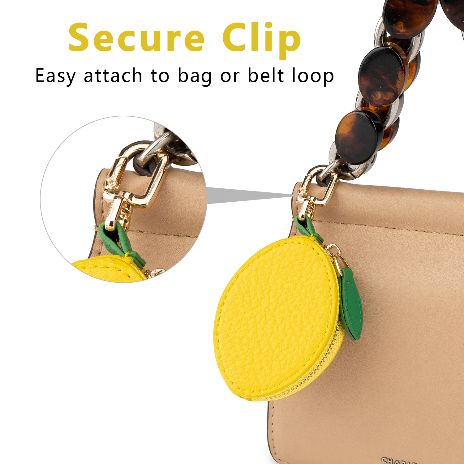 Bag Charms, Coin Purse, Lemon Mini Wallet, Airtag Storage Pouch, Earphone Jewelry Box, Multifunctional Hook Keychain Charm Bag