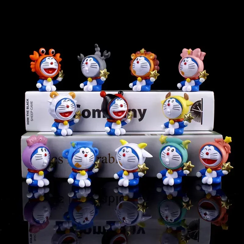 12pcs Doraemon Cartoon The Zodiac Doraemon Action Figure Cute Character Kawaii Anime Figure Pvc Model Toys Kids Birthday Gift