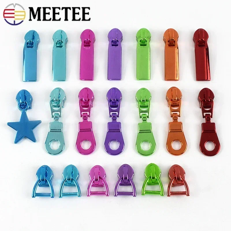 5/10Pcs Meetee 5# Zippers Slider for Nylon Zips Clothes Shoes Bags Zip Puller Head Repair DIY Garment Home Sewing Accessories