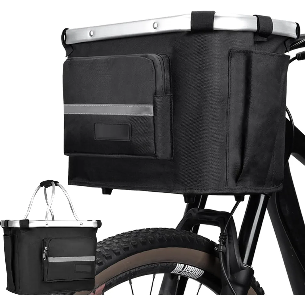 

Bicycle Basket Front Folding Detachable Bike Basket Bike Handlebar Basket Front for Small Pet Shopping Commuter Camping Outdoor