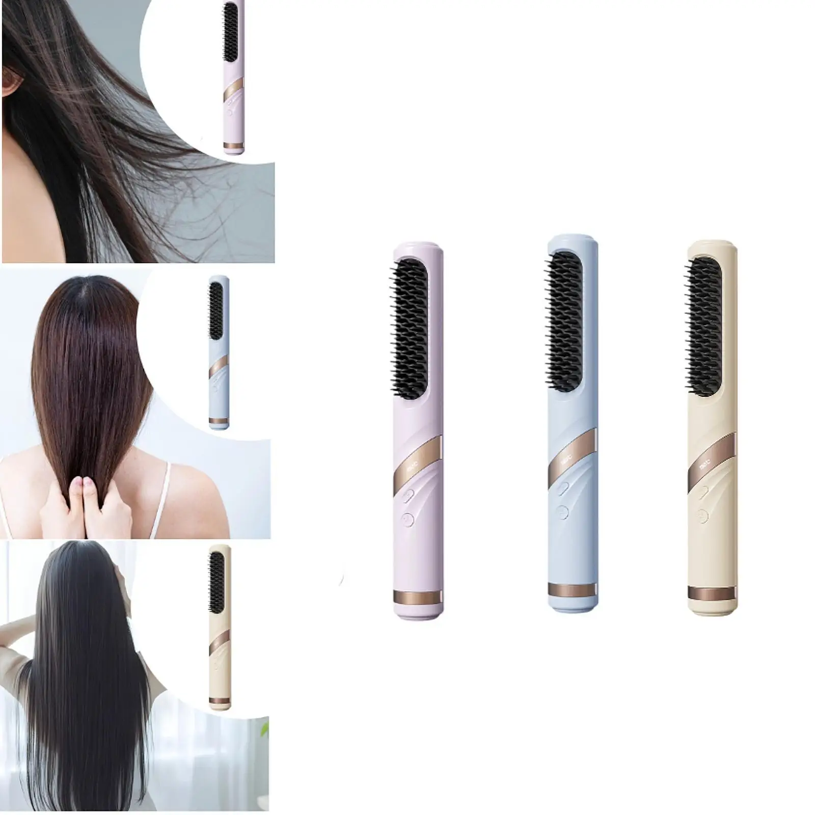 Cordless Hair Straightener Brush Travel Curler for Home Beginner Beauty