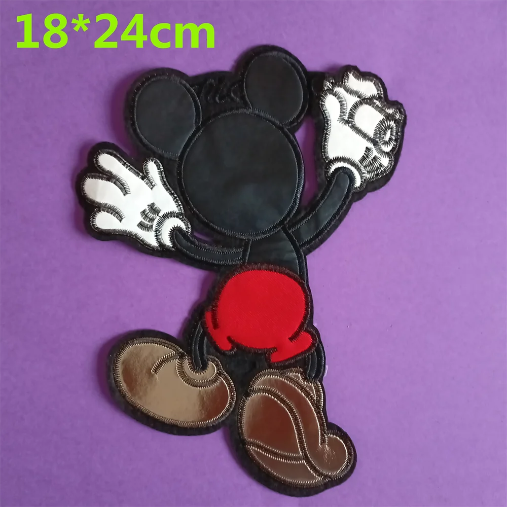 Large Mickey Mouse Sequin Bling Patches On Clothing for Kids Jacket T Shirt Pants Minnie Mouse Cute Embroidery Patches for Cloth