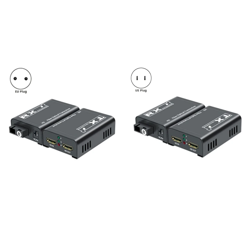 3Km -Compatible Fiber Extender 1080P HD To Fiber Optical Video Transmitter Receiver Converte Single SC Fiber EU Plug