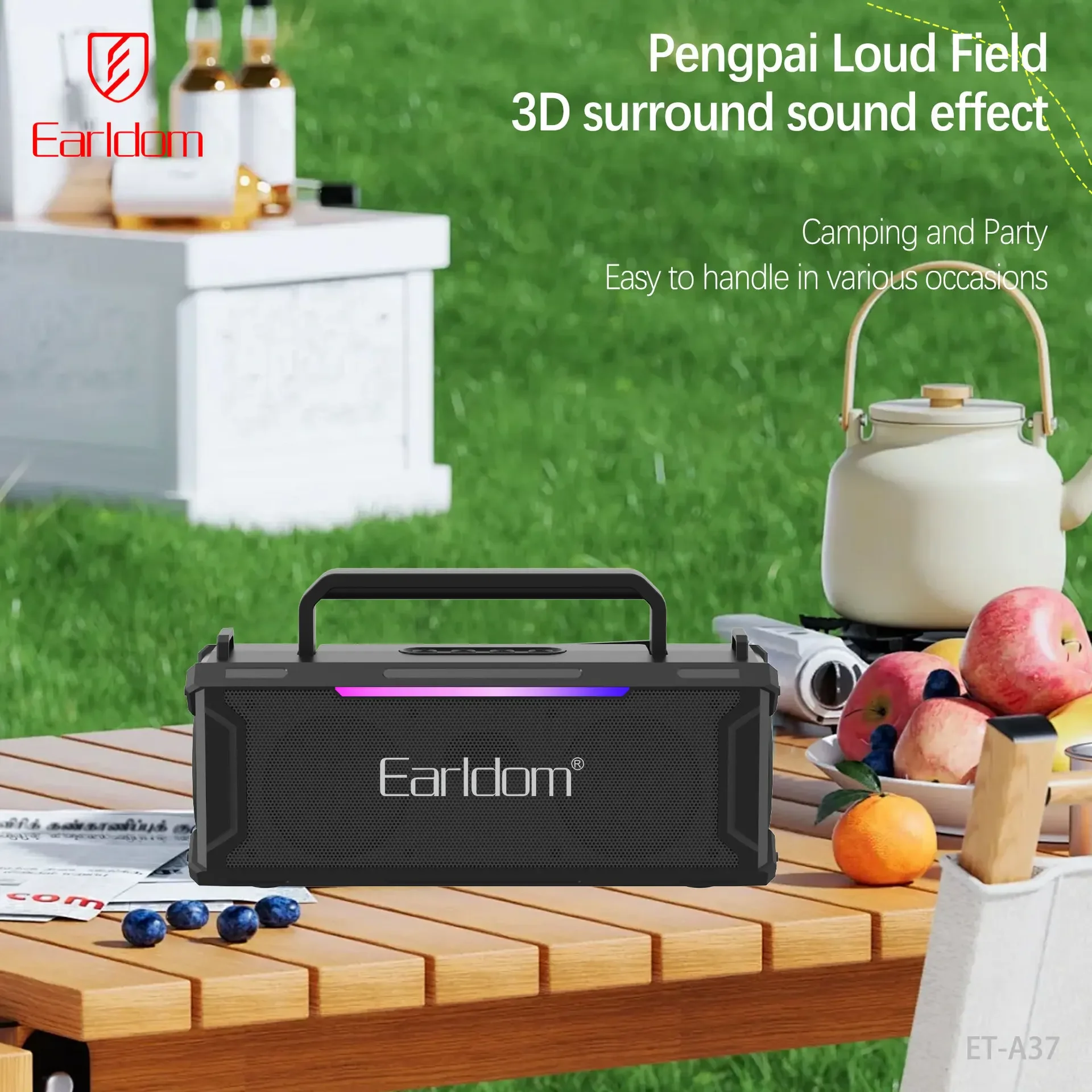 Outdoor Audio Bluetooth Card Portable Subwoofer Hi-Fi 3D Surround Sound Wireless Speakers with FM Function Support USB TF Player