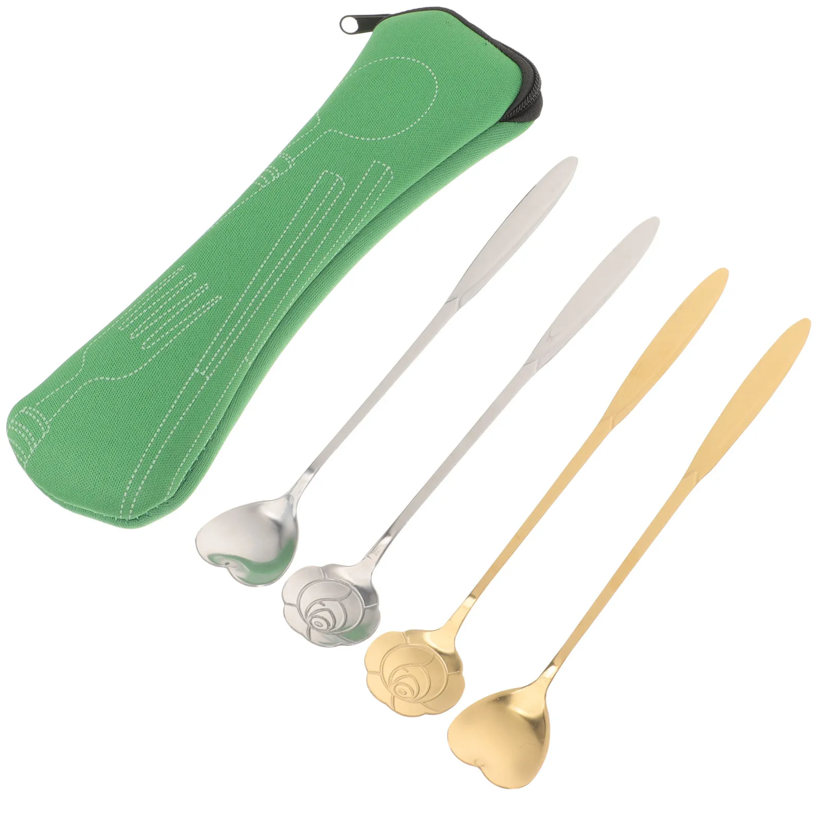 

1Set Stainless Steel Coffee Spoons Heart Flower Pattern Long Handle Stirring Spoons for Coffee Milk Tea Dessert Ice Cream