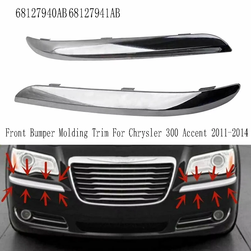 Tira embellecedora de parachoques delantero, moldura cromada para parachoques delantero para 300 Accent 2011-2014, tira embellecedora de parachoques delantero derecha 68127940AB