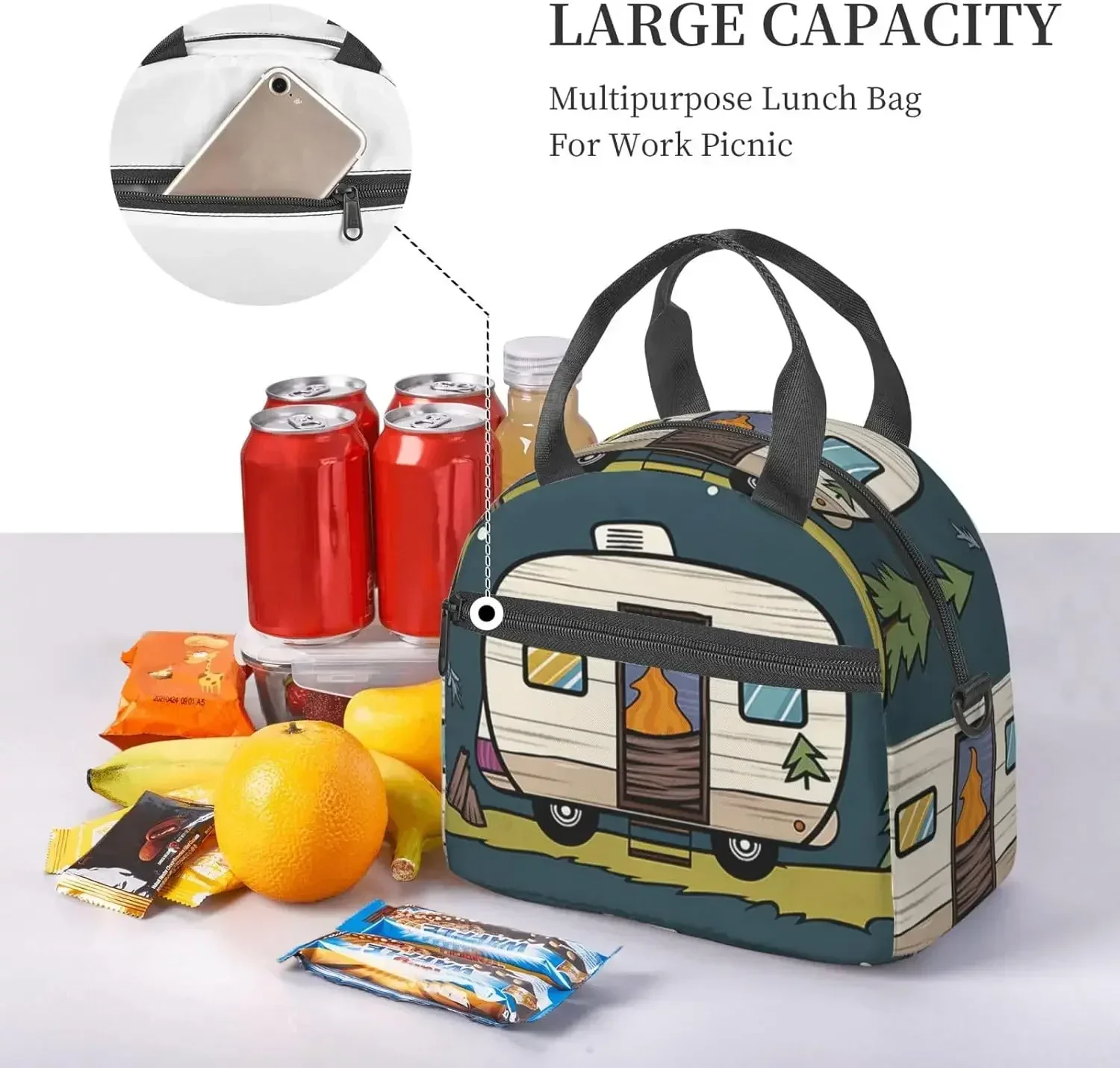 

Large Happy Printed Insulated Portable Cooler Box for Work Picnic Travel