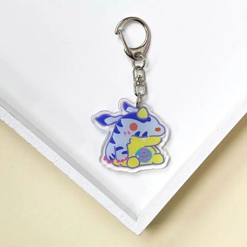 Llavero acrílico Digimon Adventure para hombre y mujer, muñeco de modelo de personaje Kawaii, colgante de mochila periférico de Anime Agumon Gabumon