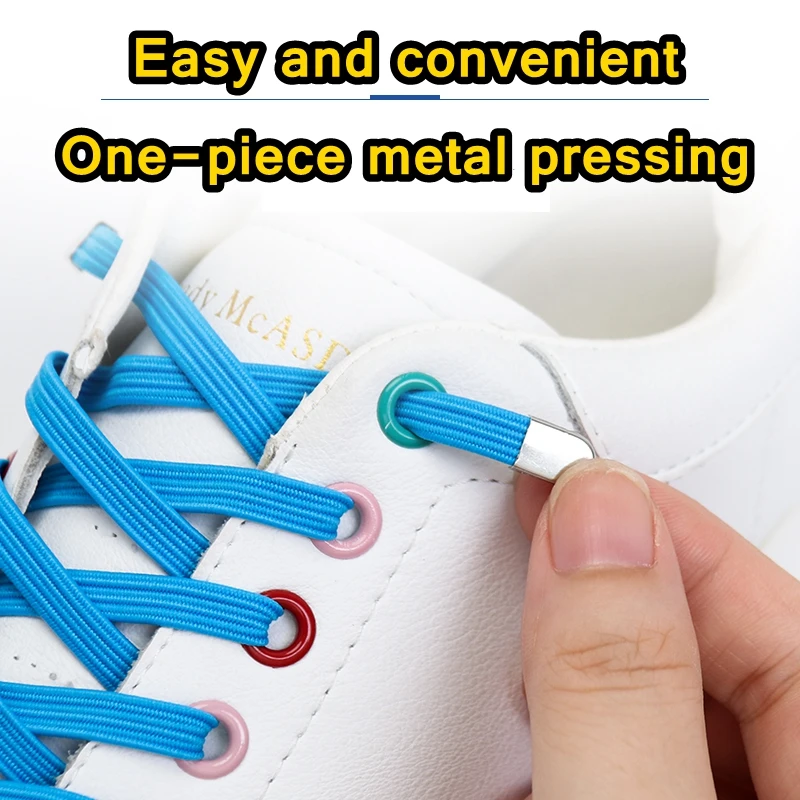 1 Pair No Tie Shoe laces Elastic Shoelaces Outdoor Leisure Sneakers Quick Safety Flat Shoelace Kids And Adult Unisex Lazy laces