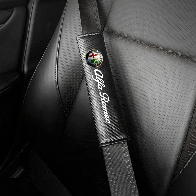2Pcs Car Seat Belt Cover Shoulder Pad Auto Accessories For Alfa Romeo Giulia Stelvio Giulietta 156 159 147 Mito Tonale Brera Dis
