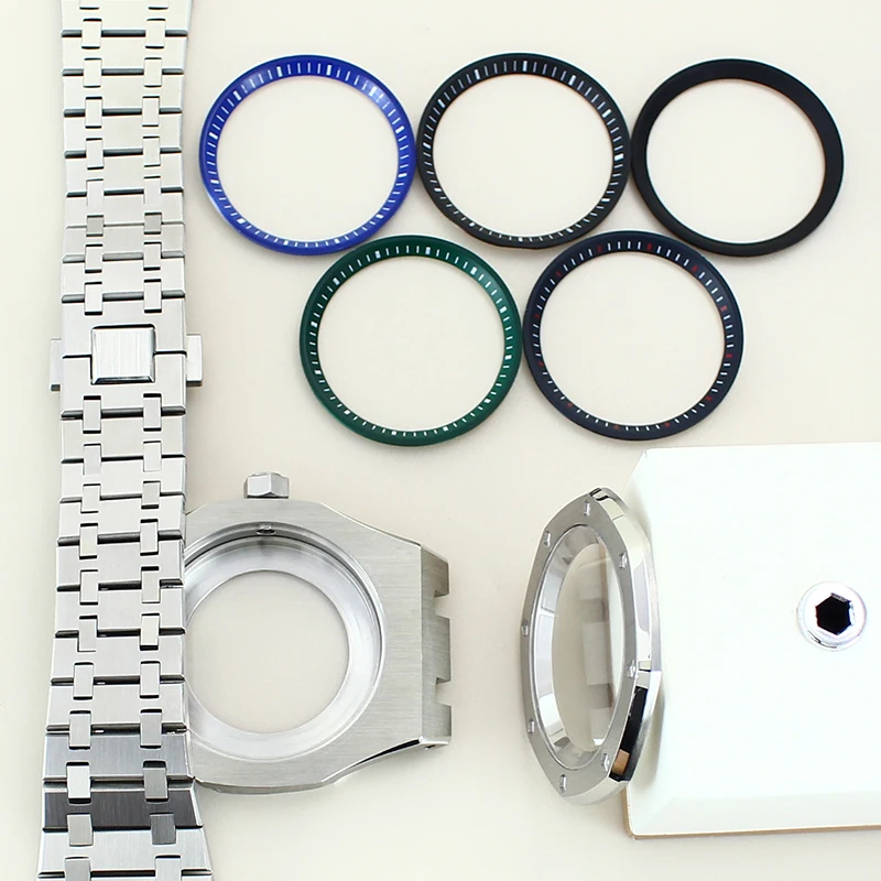 حافظة ساعة رجالية موديل NH35 من خشب البلوط المعدل 100 متر مقاومة للماء 316 حزام من الفولاذ المقاوم للصدأ زجاج الياقوت #1