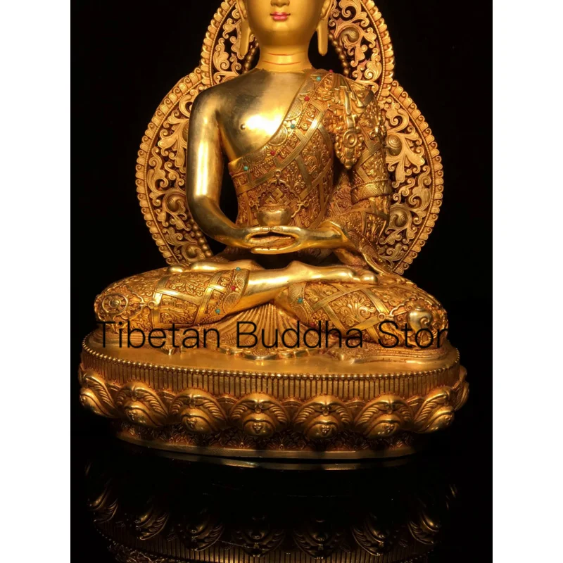 Imagem -03 - Estátua Budista Tibetana Tibetana Rosto Pintado Cobre Retroiluminado Buda Shakyamuni 335 cm