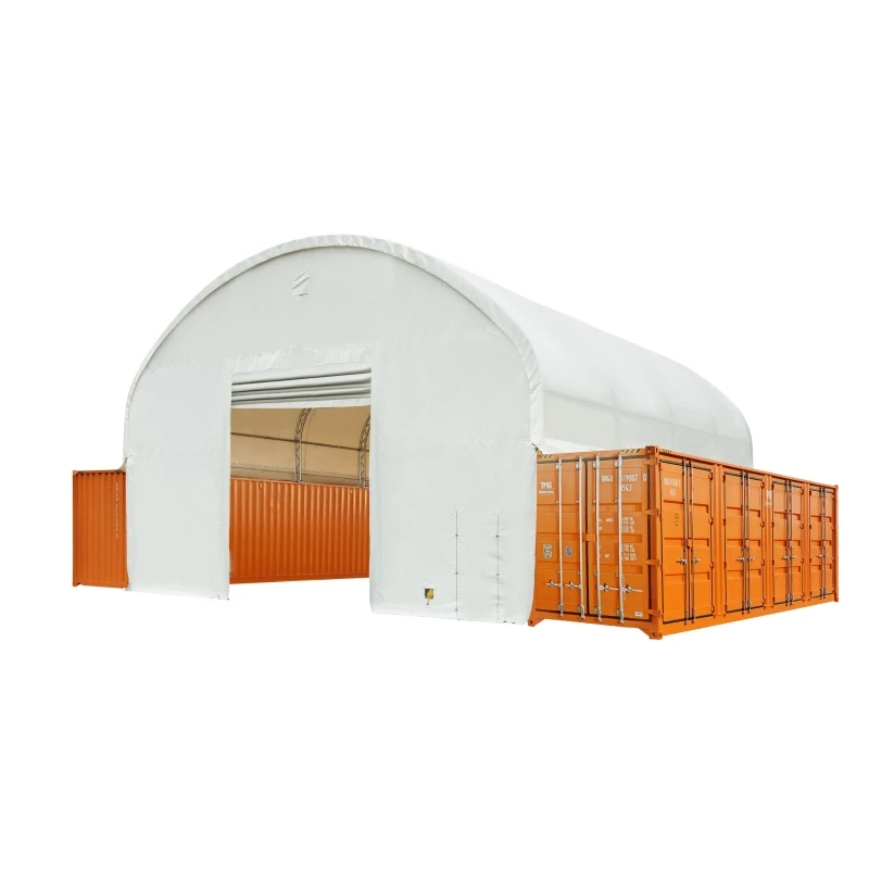 26ftx40ft Waterproof Shipping Container Dome Canopy Heavy Duty Galvanized Steel Frame Storage Tent Shed With End Wall