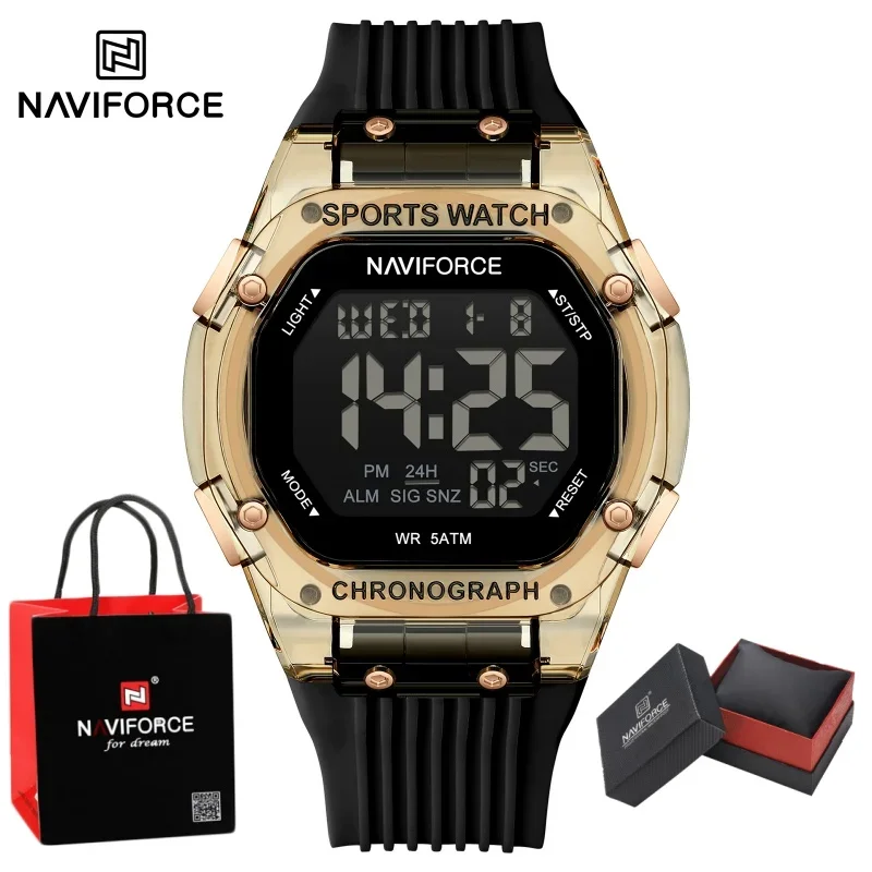 

NAVIFORCE LED Light Night Light Display Silicone Strap Watches Screen Boy's Electronic MultiFunctional Men's Watch Package Gifts