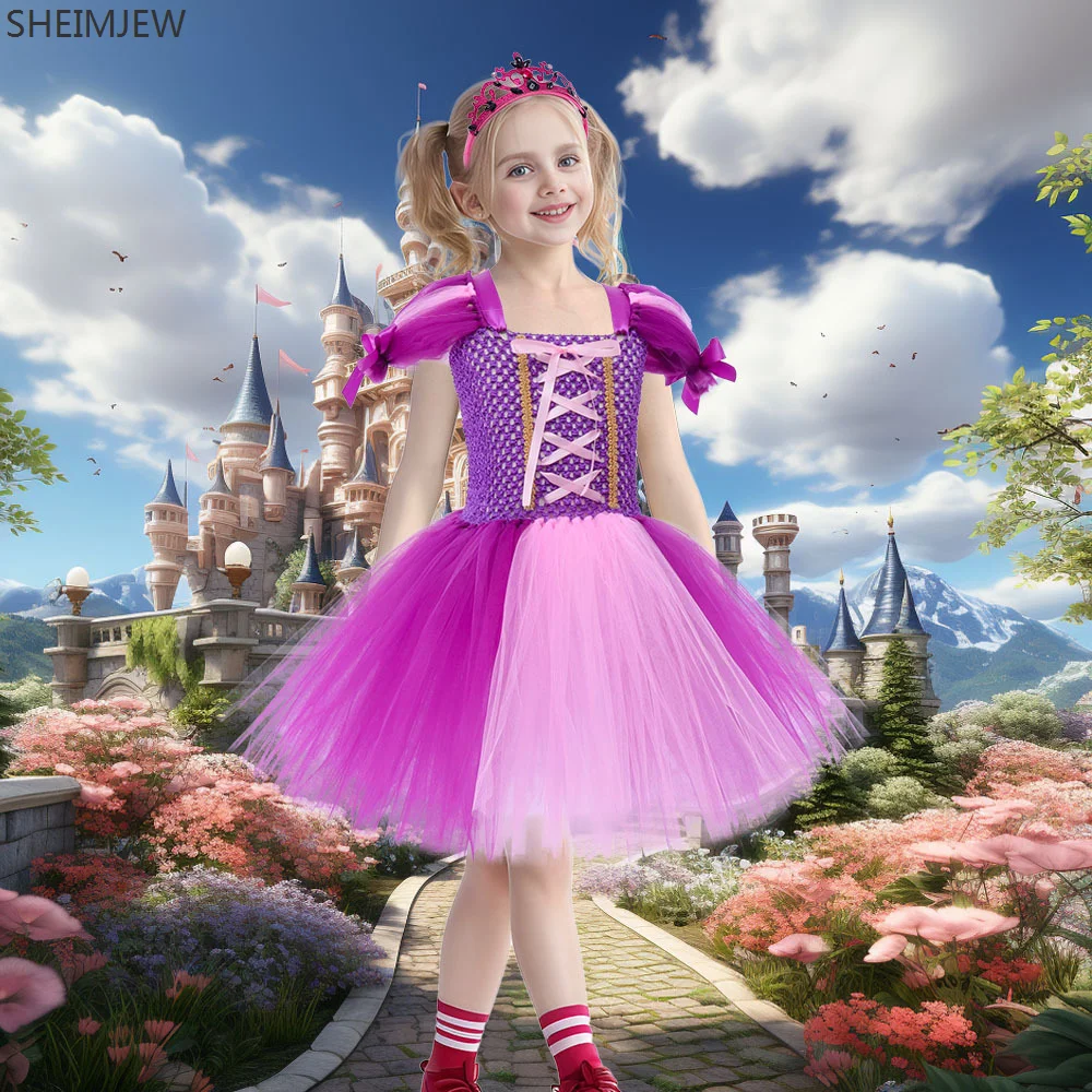 

2026 Chicas Dress Cosplay Performance Costumes Enfant Birthday Party Purple Princess Tutu Dresses
