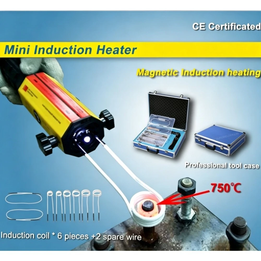 1000W Magnetic Induction Heater Kit Flameless Heating Technology With 8 Coils And Aluminum Alloy Box For Heating Nuts and Gears