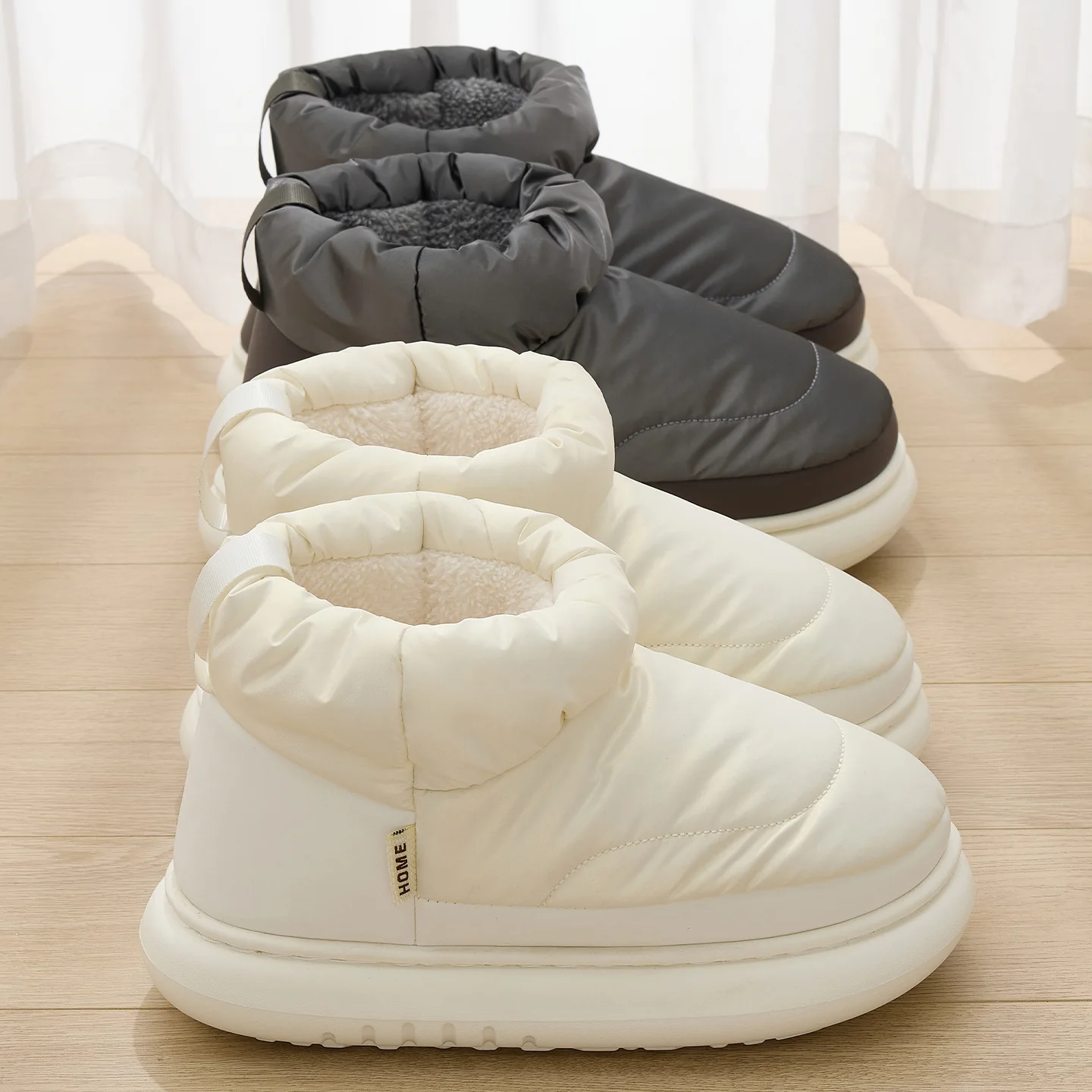 Winter Cotton Slippers Thick Warm Fleece Lined Soft Sole Non Slip Waterproof Snow Home Shoes Women Men Cozy House Slippers