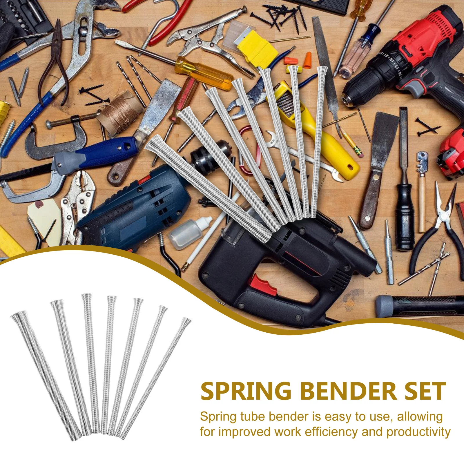 

7pcs Bender Set 1/4 5/16 3/8 1/2 5/8 Inch Wall Tubing Bending Tool for Metal Copper Pipe Brake Line Exhaust