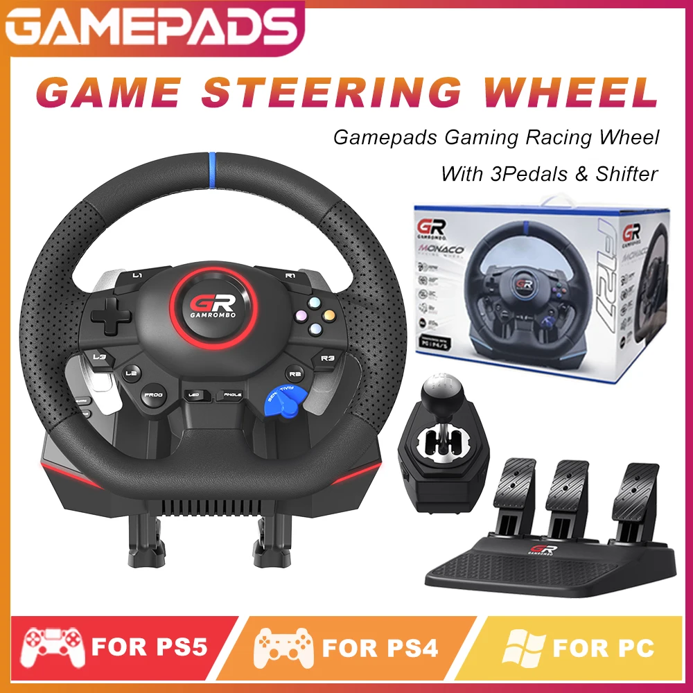 Rennlenkrad für PS5/PS4/PC 270 ° &900 °   RGB Hall-Effekt-Pedal mit Makro-Programmierung für Gaming-Simulator-Lenkräder