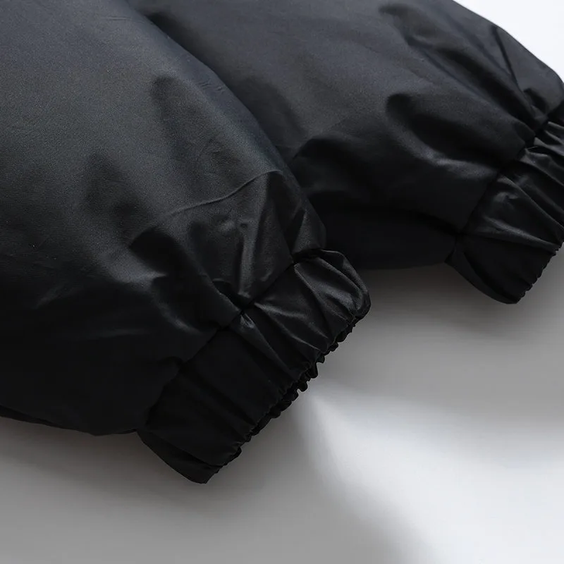 Winter Outdoor Solid Color 90 White Duck Down Trendy Men's and Women's Loose Pullover Warm Bread Jacket Hooded Down Coat