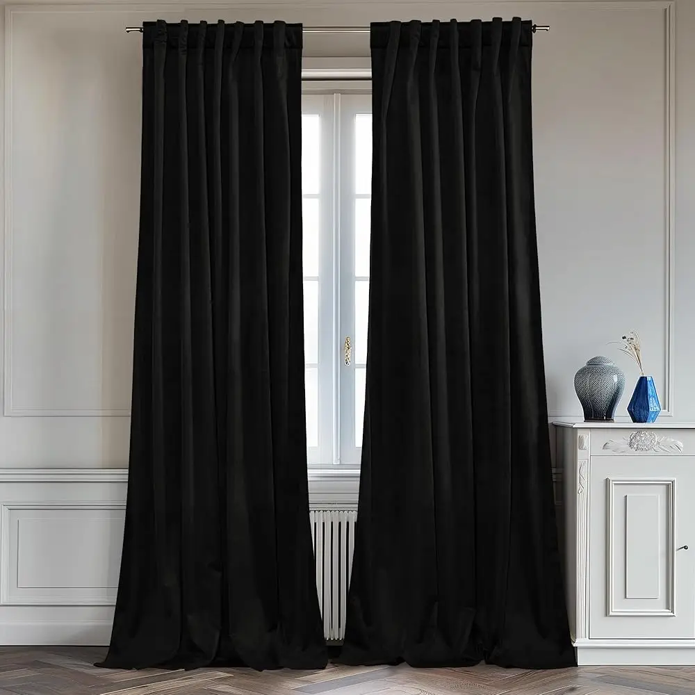 

Bla Velvet Ains 90 Hes Movie Backdrops For Theater, Thi Heavy Blackout Ains Privacy Protection Ba Tab Door Panels For