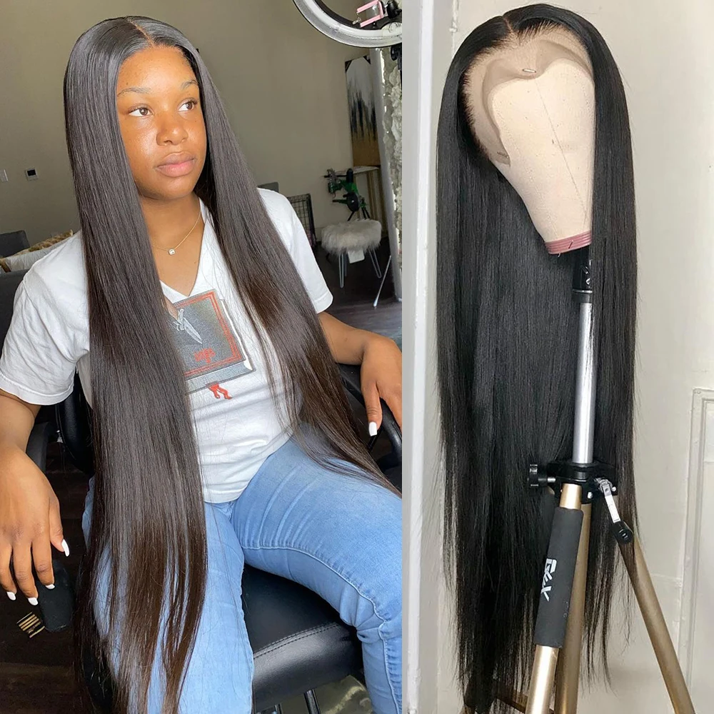 

30 inch 13x4 Bone Straight Human Hair HD Lace Frontal Wigs Natural Color Remy PrePlucked Brazilian 13x6 Lace Front Wig For Women