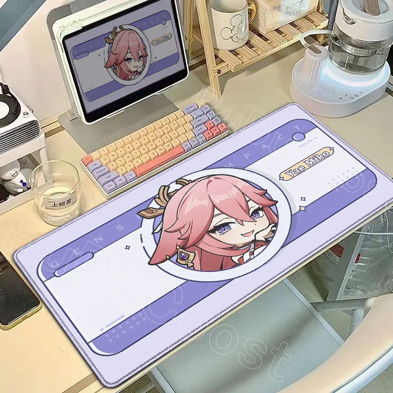

Anime Cute Raiden Shogun Yae Miko Mousepad Gaming Genshin Impact Mouse Pad Keyboard Mat Computer PC Laptop Pad Game HD Desk Mat