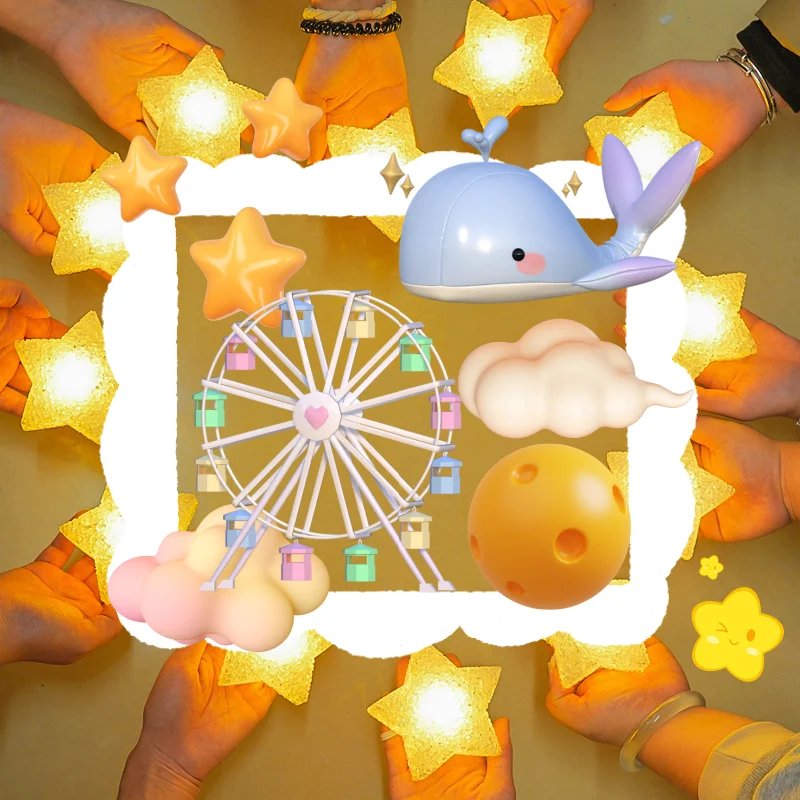 Ster Handheld LED-licht Plastic stervormig nachtlampje Antislipband Lichtlamp voor dansvoorstelling Podium Foto Prop