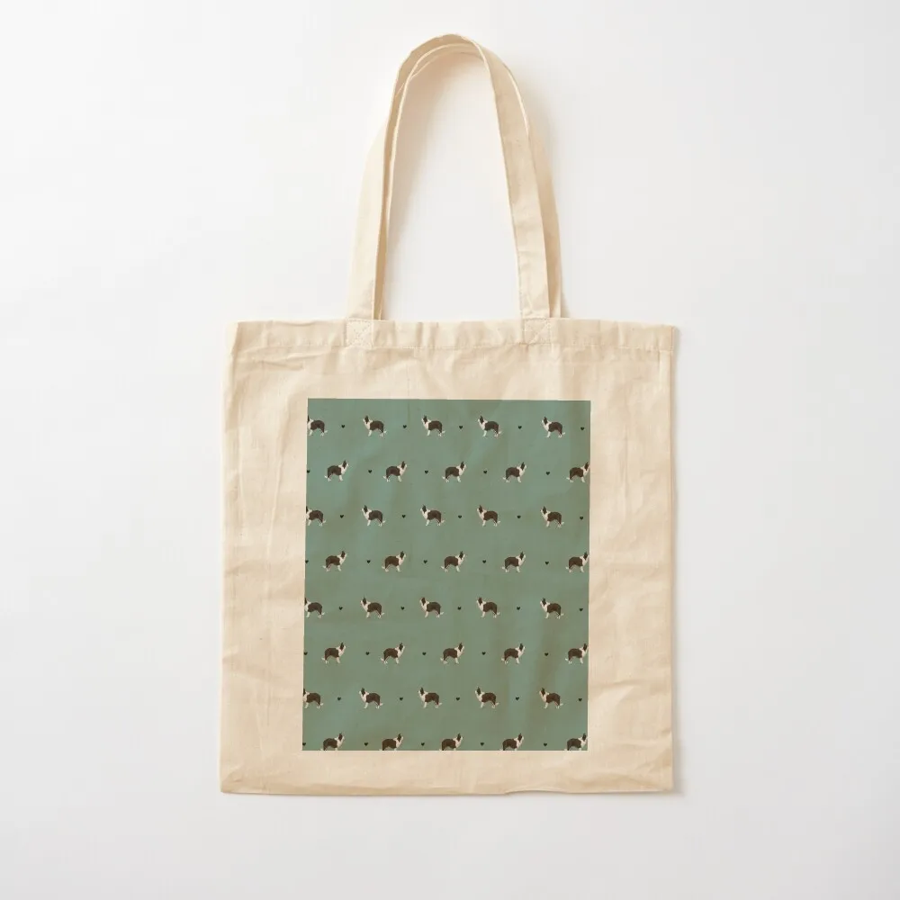 Border Collie Repeated Pattern - Teal Tote Bag ecological bags female bag tote bag screen