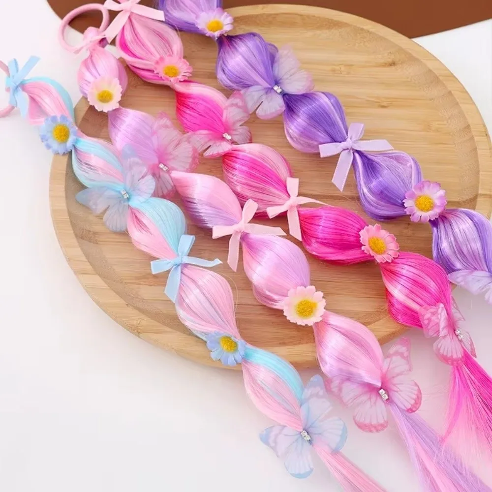 Colorful Braided Hair Ponytail Braided Ponytail Extension Hair Extensions Elastic Band Synthetic Hair Ponytail