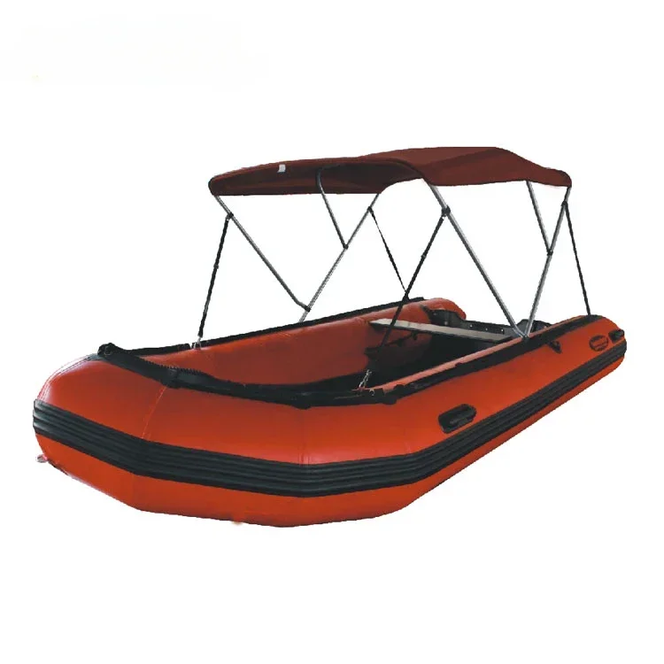 Boat Tent 2 Bow Inflatable Boat Bimini Top with Rear Support Pole and Storage Boot for 1-1.5M Width Boat