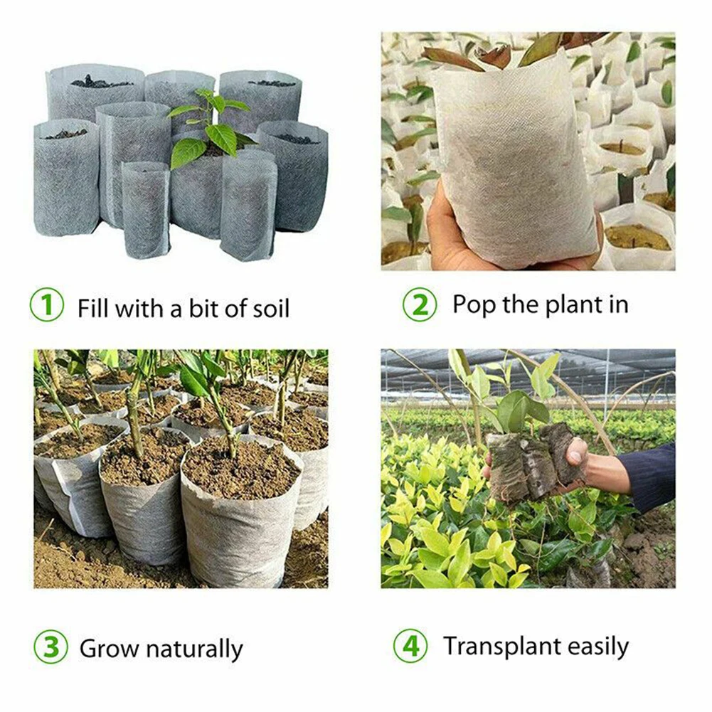 Practical High Quality Brand New Plant Bag Nursery Pots 100PCS Biodegradable Breathable Kit Multipurpose Plant Grow