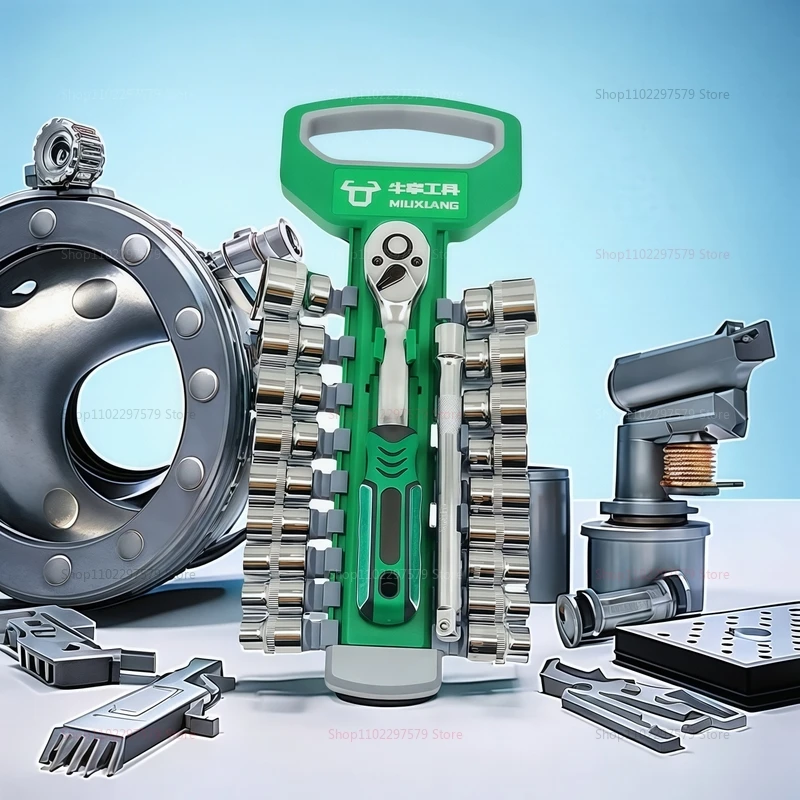 1/4 3/8 Inch Ratchet Socket Wrench Set - Motorcycle Car Auto Repair Hand Tools Spanner Sleeves Kit for Mechanical Maintenance