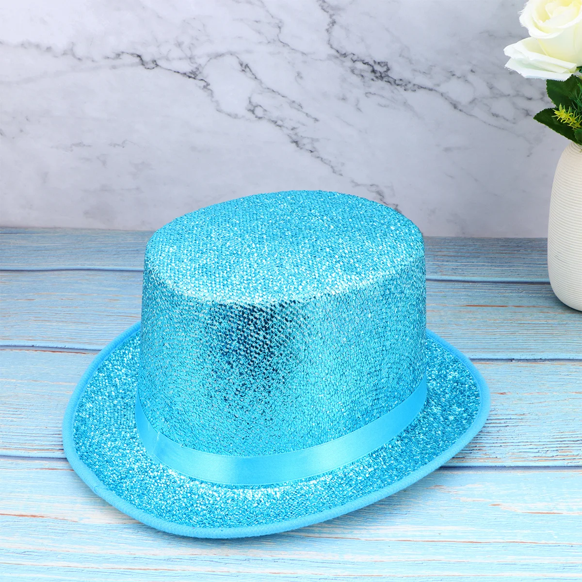 قبعة الترتر الخضراء أداء الحفلات التنكرية قبعة الساحر تنفس لينة سباركلي قبعة لامعة الترتر قبعات الحفلات للبالغين #6