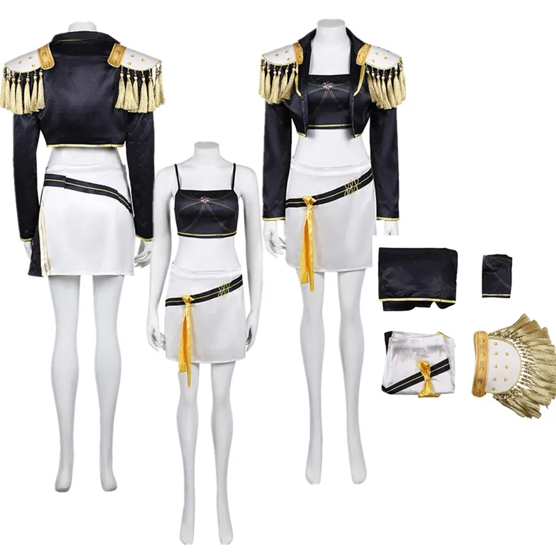 أزياء ميرا كيبوب فانتازيا شيطان التأثيرية للنساء البالغات شيطان الزي مع معطف سترة التنانير حزام بدلة حفلات الهالوين كرنفال