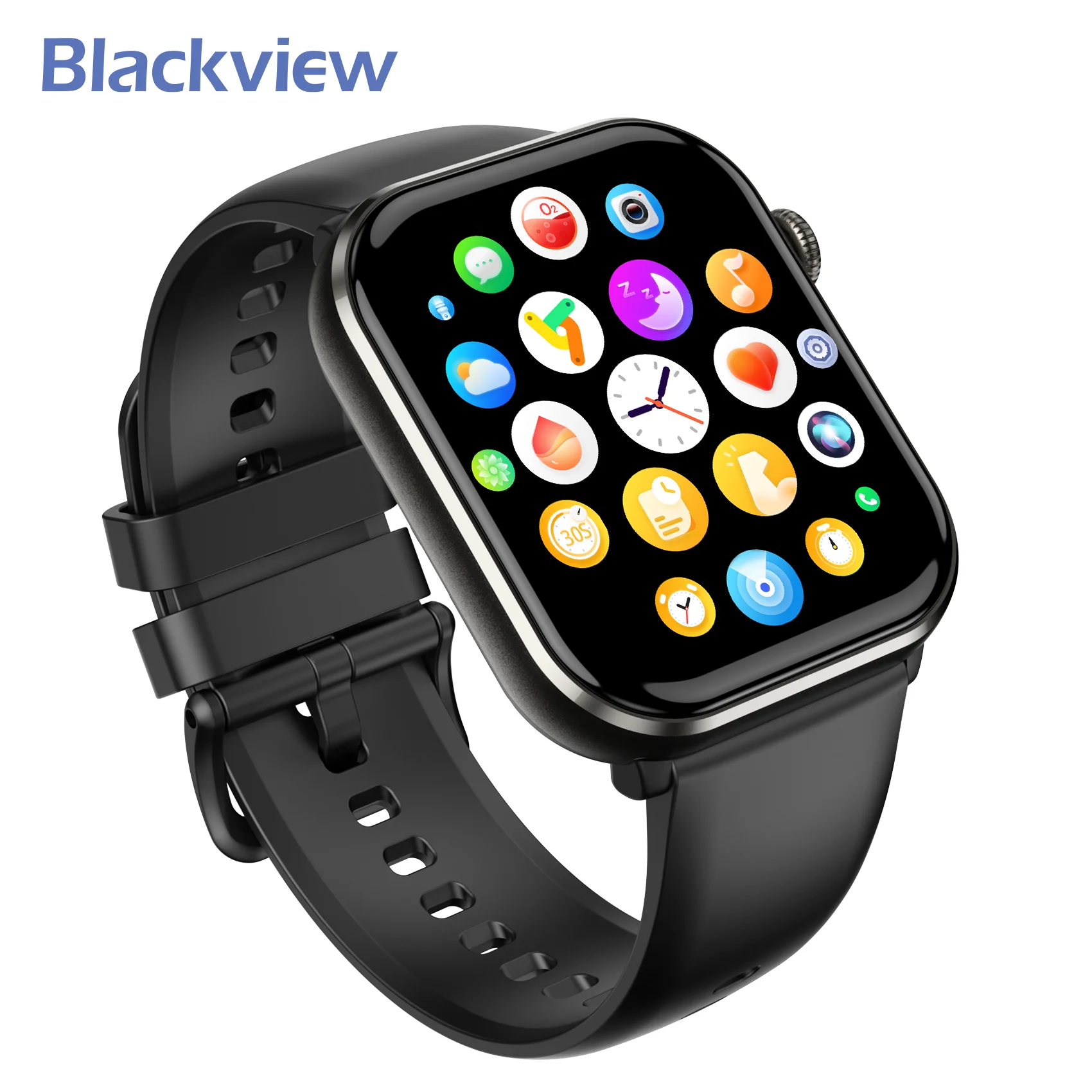 Blackview R60 Bluetooth-Anruf Smartwatch 1,96'' AMOLED HD-Bildschirm Blutsauerstoff Herzfrequenz-Monitor Fitness-Tracker für Männer Frauen